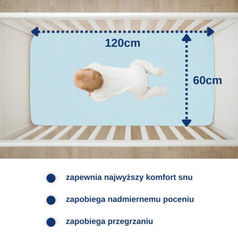 SNI Nieprzemakalne prześcieradło 60x120 Błękit