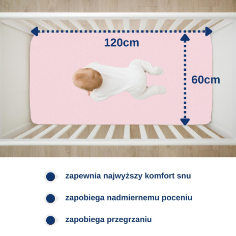 SNI Nieprzemakalne prześcieradło 60x120 Róż