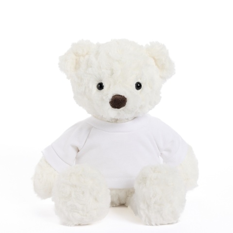 Miś pluszowy z koszulką, Tullimals Maskotka Milo, biały 25 cm