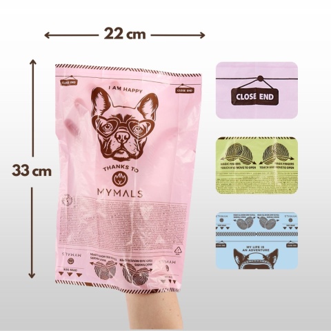Worki dla psów MYMALS, 1x 8-pack | 120 szt | wykonane 100% z recycklingu