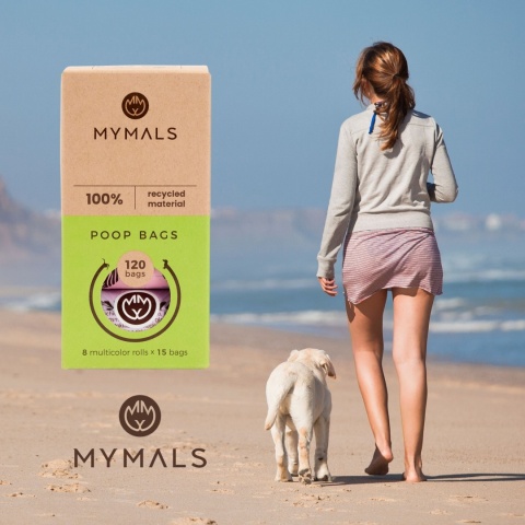 Worki dla psów MYMALS, 1x 8-pack | 120 szt | wykonane 100% z recycklingu