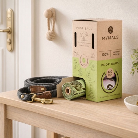 Worki dla psów MYMALS, 1x 8-pack | 120 szt | wykonane 100% z recycklingu