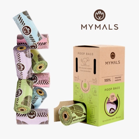 Worki dla psów MYMALS, 3x 8-pack | 360 szt | wykonane 100% z recycklingu