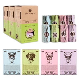 Worki dla psów MYMALS, 3x 8-pack | 360 szt | wykonane 100% z recycklingu